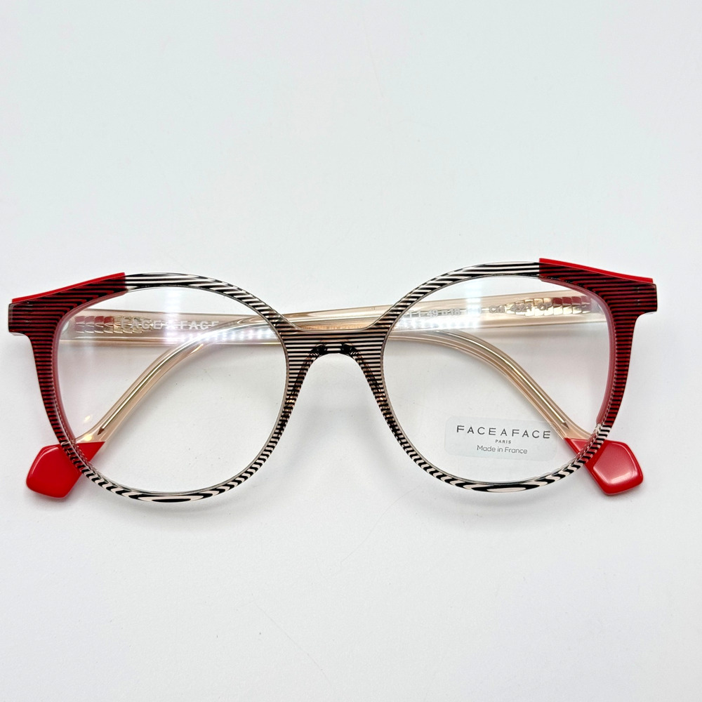 Face A Face Eyeglass Frames Shift 1 Col. 4321 Transparent Striped 49-18-140 New